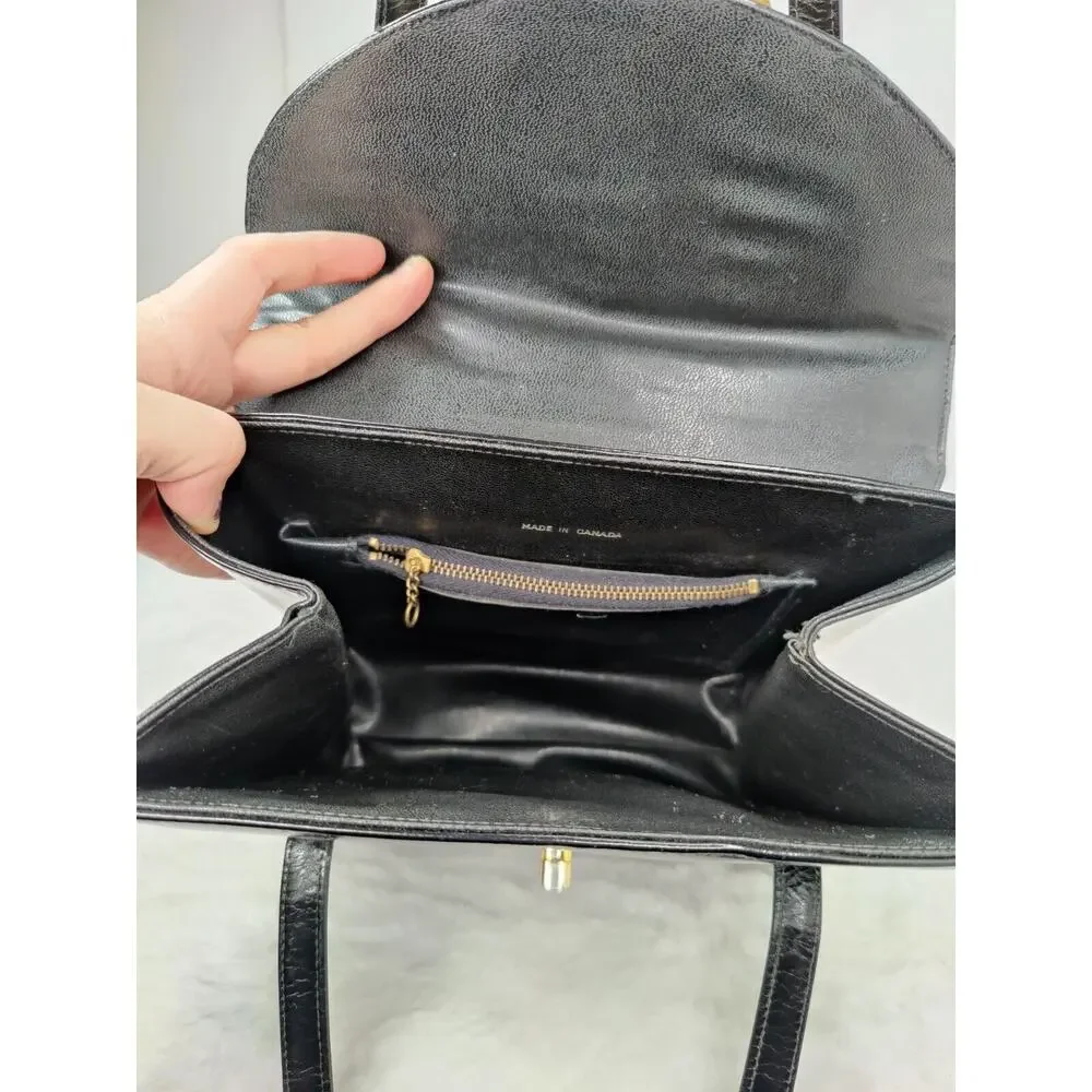 Vintage Black Leather Purse with gold hardwear